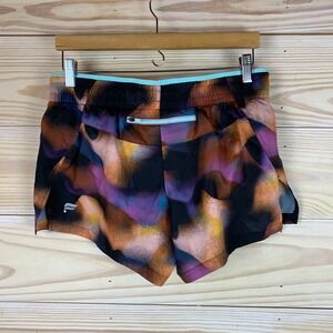 Fabletics Running Shorts Womens 31" Printed Lined Zip Pocket Workout